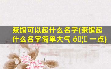 茶馆可以起什么名字(茶馆起什么名字简单大气 🦄 一点)